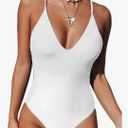 Swimsuit Sexy V Neck Cross Back Bathing Suit High Cut Backless Swimwear, Size: M