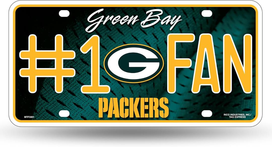 Rico Industries NFL Unisex-Adult #1 Fan Metal License Plate Tag (One Size, Team Color)