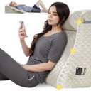 Daneey Bed Wedge Pillow, Reading Pillow Adult, Wedge Pillow for Sleeping, Back Pillow for Sitting in Bed with Adjustable Roller, Foam Wedge Pillow for Neck, Lumbar, Back, Light Brown, Velvet