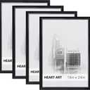 HEART ART 16x24 Frame 4 Pack,16x24 Poster Frame Without Mat,16 x 24 Wall Gallery Photo Frames,Black