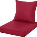 Waterproof Outdoor Chair Cushion Set, Fade and Tear Resistant Patio Furniture Cushions with Removeable Covers, 24x24 Inch, Burgundy