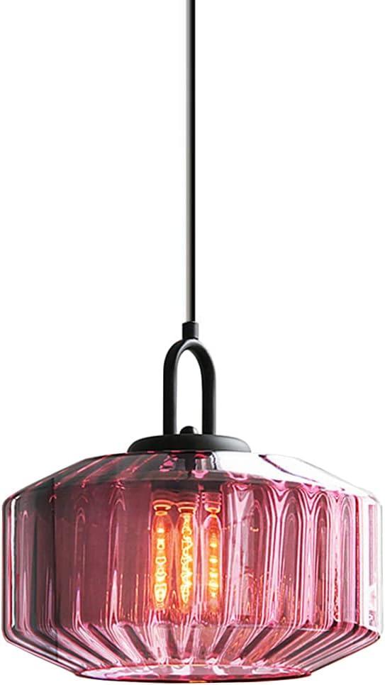 Mid Century Modern Pendant Light fixtures Glass Globe Pendant Lights with Hand Blown Purple Glass Shade Vintage Hanging Pendant Light for Dining Room Some Room Ceiling Hanging Light, Purple