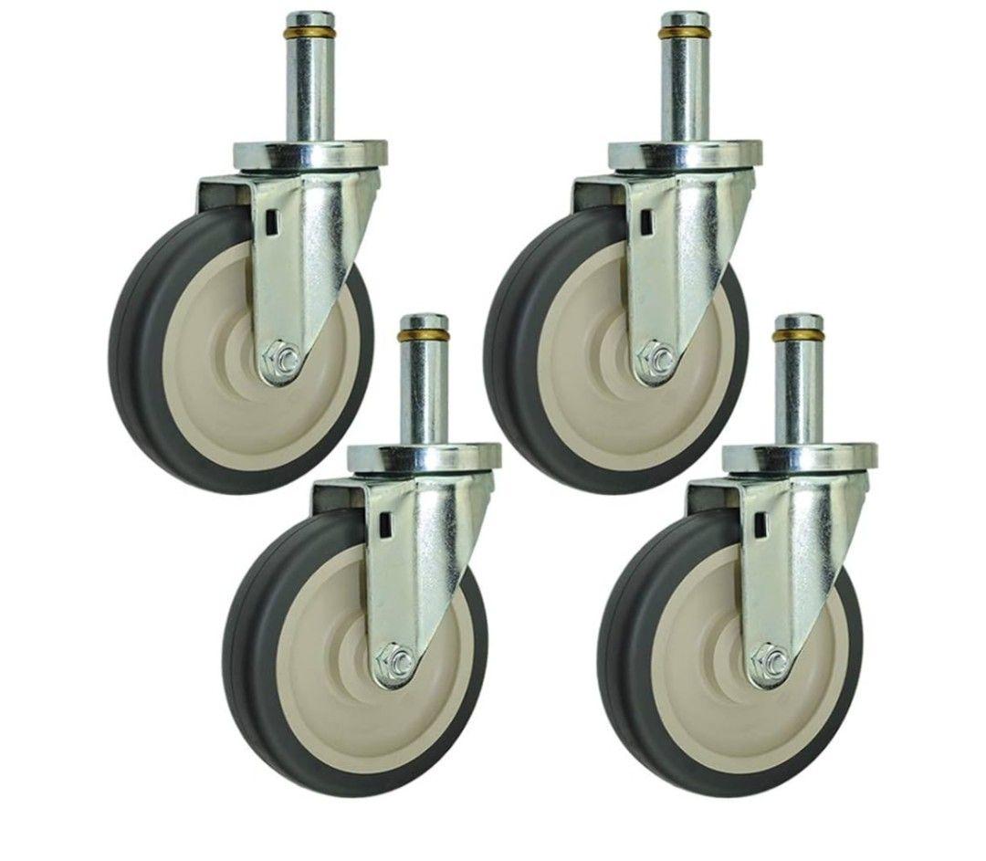 Premium 5" Metro Shelving Brake Casters with Floor Protective Wheels - Set of 1 (With Brake) Grey