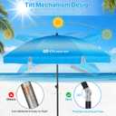 Duerer 8.5FT Beach Umbrella for Sand with Anchor, Heavy Duty Windproof, Height Adjustable Tilt, Iron Pole, Portable with Carrying Bag for Beach, Patio, Garden Outdoor