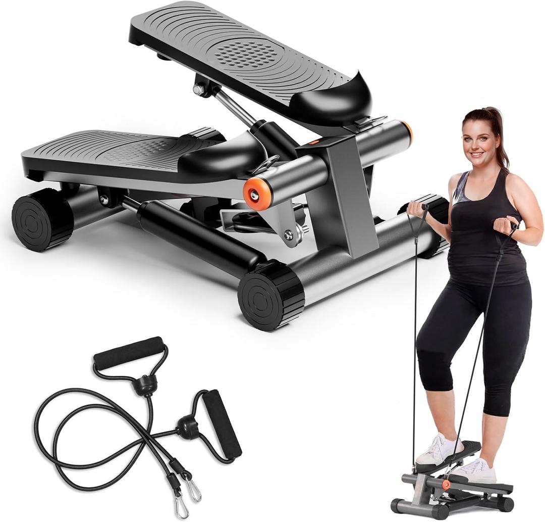 GORISE Steppers for Home Workout - Adjustable Height Stair Stepper with Resistance Bands & LCD Monitor
