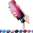 Goothdurs Automatic Mini Travel Windproof Umbrella Compact Auto Open/Close Small Lightweight Folding Rain Umbrellas for Women Men (A4-Pink Daisy)