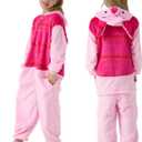 Unisex Children Animal Onesie Pajamas,Kids Flannel Halloween Cosplay Costume/Homewear/Sleepwear (Pink)