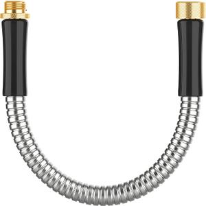 Short Metal Garden Hose 1 ft Connector, Stainless Steel Small Hose Extension Adapter for Hose Reel, Long, Flexible, Lightweight & Heavy Duty Water Pipe, No Kinking Outdoor Water Hose for Yard, 1 Foot