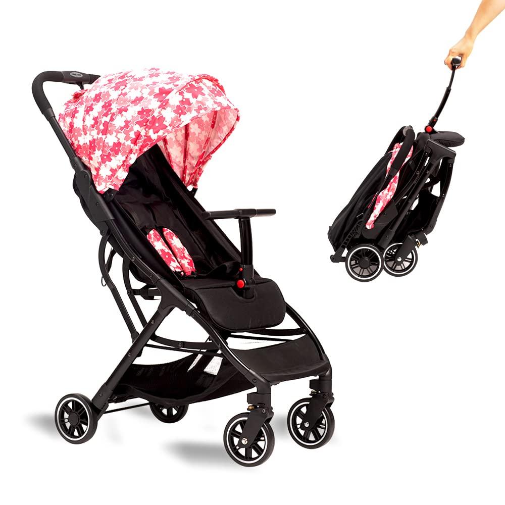 COOL KIDS Portable Stroller with Automatic Fold,Lightweight Umbrella Stroller with Pop Out Sun Canopy,Compact for Travel(Pink)