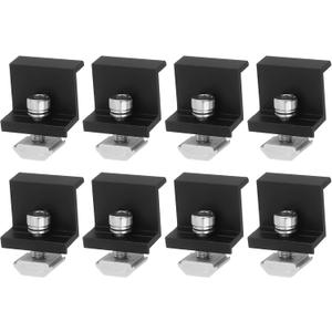 uxcell 8Pcs Solar End Clamp, 30mm Aluminum Adjustable Solar Panel Mounting Bracket Clamp Solar Mounting Z Bracket Clamps for Solar Panel PV Mounting System, Black