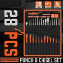 HORUSDY 28-Piece Heavy Duty Punch and Chisel Set, Including Taper, Cold Chisels, Pin, Center Punch