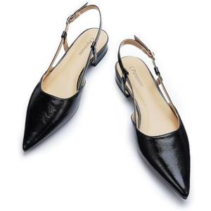 C.Paravano Women's Slingback Flats Pointed Toe Slingback Flats for Women Slingback Sandals Adjustable Ankle Strap Shoes, Size 38.5