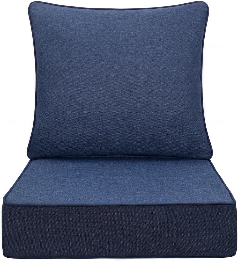 Volans 24 x 24 x 5 in Patio Chair Cushions Set, Waterproof Outdoor Couch Seat Cushion, Bottom and Back Cushions for Patio Furniture, Dark Blue