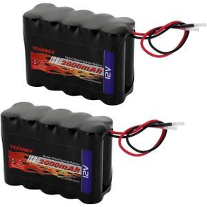 Tenergy 2 Pack 12V 2000mAh Battery Packs RC Battery w/Bare Leads for RC Airplanes, RC Car, DIY and More