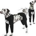 ROZKITCH Dog Surgery Leg Sleeves for Front Rear Legs, Pet Prevent Licking Biting Wound Dog Elbow Protector for Male Female Dogs, Reflective Surgical Suit Cone Collar Alternative Black (5XL(Back:23.62-29.53"))