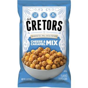 G.H. Cretors Cheese & Caramel Mix Flavor Popcorn King Size Single Serving Bags (6 Pack - 4.5 Oz Each), BBD 11/29/26