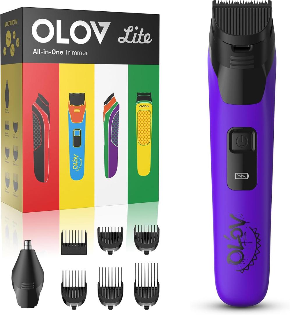 Electric Beard Trimmer for Men,Nose Hair Trimmer &Mens Electric Razor 10-in-1 Grooming Kit Cordless Shaver Gift-Ready for Men(Purple)