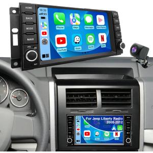 5G WiFi Upgrade Car Radio for Jeep Liberty 2008-2012, Dodge Grand Caravan 2008-2020, Chrysler Town & Country 2008-2016, 7 Inch Wireless Carplay Android Auto Touch Screen Stereo, GPS BT FM SWC Camera