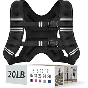 Weighted Vest 20LBS 
for Men Women
Reflective Stripe Adjustable Buckle, Comfortable Durable Rucking Vest for Walking Running Strength Training