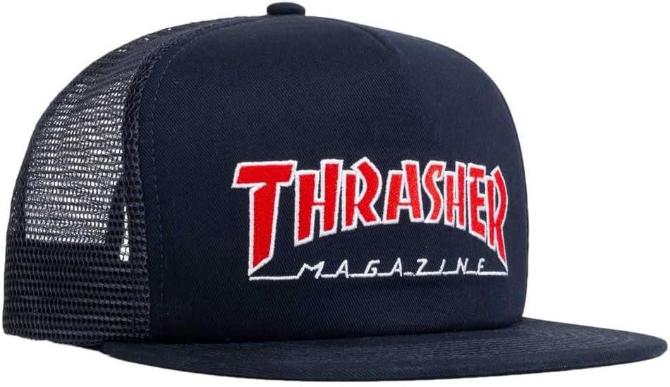Thrasher Embroidered Outlined Mesh Hat - Navy Blue (One Size)