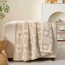 Snuggle Sac Heart Checkered Throw Blanket for Women, Love Blanket Heart Blankets for Her Wife Girlfriend Mom, Super Soft Warm Fluffy Faux Fur Blanket for Couch Sofa Bed, Beige Heart,60x80 inches