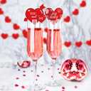 2 x Red Hearts Wine Glass Charms Markers Wine Cup Card Decoration Valentines Day Heart Love XOXO Red Lips Design for Drink Glass Identifiers Holiday Bar Party Decorations Accessorie-12Pcs