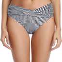 Tempt Me Women Twist Bikini Bottom Moderate High Cut Bathing Suit Bottoms Ruched Swimsuit Bottom (Small, Striped)