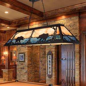 Wellmet Tiffany Pool Table Light 59 inch, 5 Lights Rustic Beer Chandelier for Kitchen Island, Cabin, Billiards Table Lamp, Farmhouse Chandelier for Country, Wild West Style