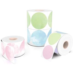 Starboling Thermal Labels,2 Inch Round Thermal Printer Stickers,Self-Adhesive Round Direct Thermal Labels,Thermal Stickers for DIY Logo Design,Name Tag,2400 Labels/4 Roll