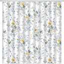 Floral Plant Shower Curtain Country Wildflower Vintage Garden Flowers Botanical Classic Boho Fabric Decorative Bathroom Curtains with Hooks,Blue Yellow Green (70"W x 70"L (Pack of 1))