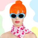 3pcs Halloween Costumes Accessories Include Orange Wig Red Polka Dot Scarf Blue Frame Sunglasses Lightweight Long Silk Scarf for Funny Movie Costume Accessories