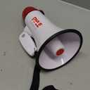 Pyle 20W Megaphone Bullhorn - 5.4'' x 8.6'' Portable Megaphone, Projection Range Up to 800 Sq. Yards, Voice Talking & Siren Alert, Shoulder Strap, Battery Operated, (White)