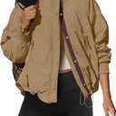 LAMISSCHE Oversized Fleece Lined Jacket Zip up Windbreaker Jacket Long Sleeve Casual Winter Coats with Pcokets (X-Large, Brown)