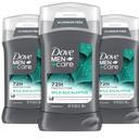 DOVE MEN + CARE Aluminum Free 3 Pack Wild Eucalyptus Deodorant for Men 3 oz