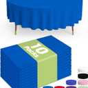 Pureegg Plastic Table Cloth Disposable 10 Pack, 84'' Round Table Cloths, Graduation, Patriotic Decorations, Thanksgiving, Veterans Day Tablecloths, Round, Plastic Cover, Leakproof & Sturdy, Blue