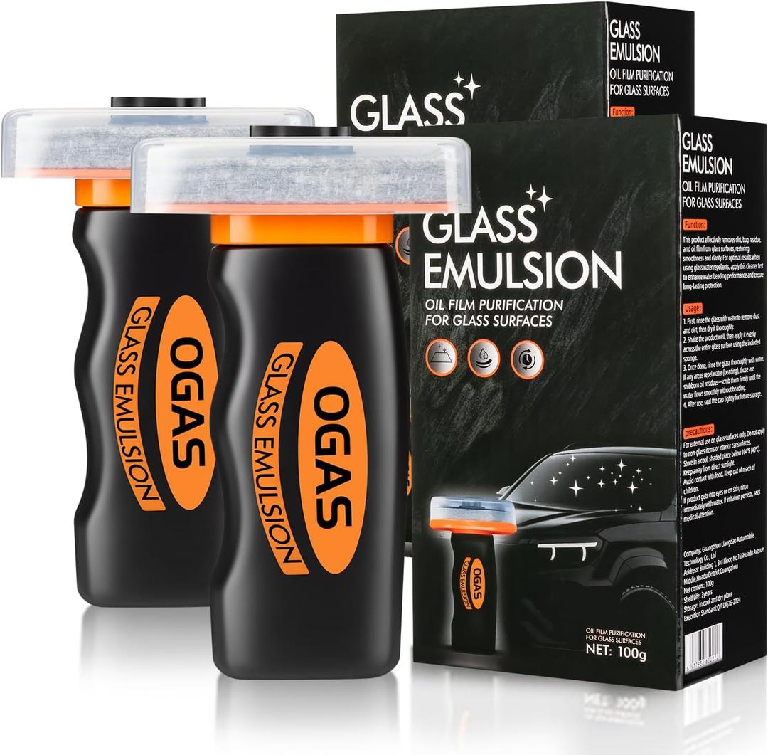 Glass Emulsion Cleaner,Car Oil Film Cleaner,Handle Oil Film Remover&Windshield Cleaner For Cars Window, Glass Emulsion, Crystal Clear View