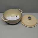 Lodge Essential Enamel Cast Iron Dutch Oven 6 Quarts - Perfect for Bread Baking, Braising, Marinating & Slow Cooking - Features Moisture-Sealing Lid & Dual Handles - Kitchen Essentials - Sandalwood