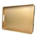 UOEKCS Gold Decorative Tray, Serving Tray with Handles, Plastic Rectangular Tray for Ottoman Coffee Table, Bathroom, Living Room. 15.7"*10.2"