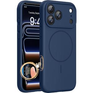 Miracase Magnetic for iPhone 17 Pro Case, Compatible with MagSafe, Integrated Silicone Camera Control Cover, 3.0mm Thicken Shockproof Drop Protection Phone Case for 17 Pro,Dark Blue