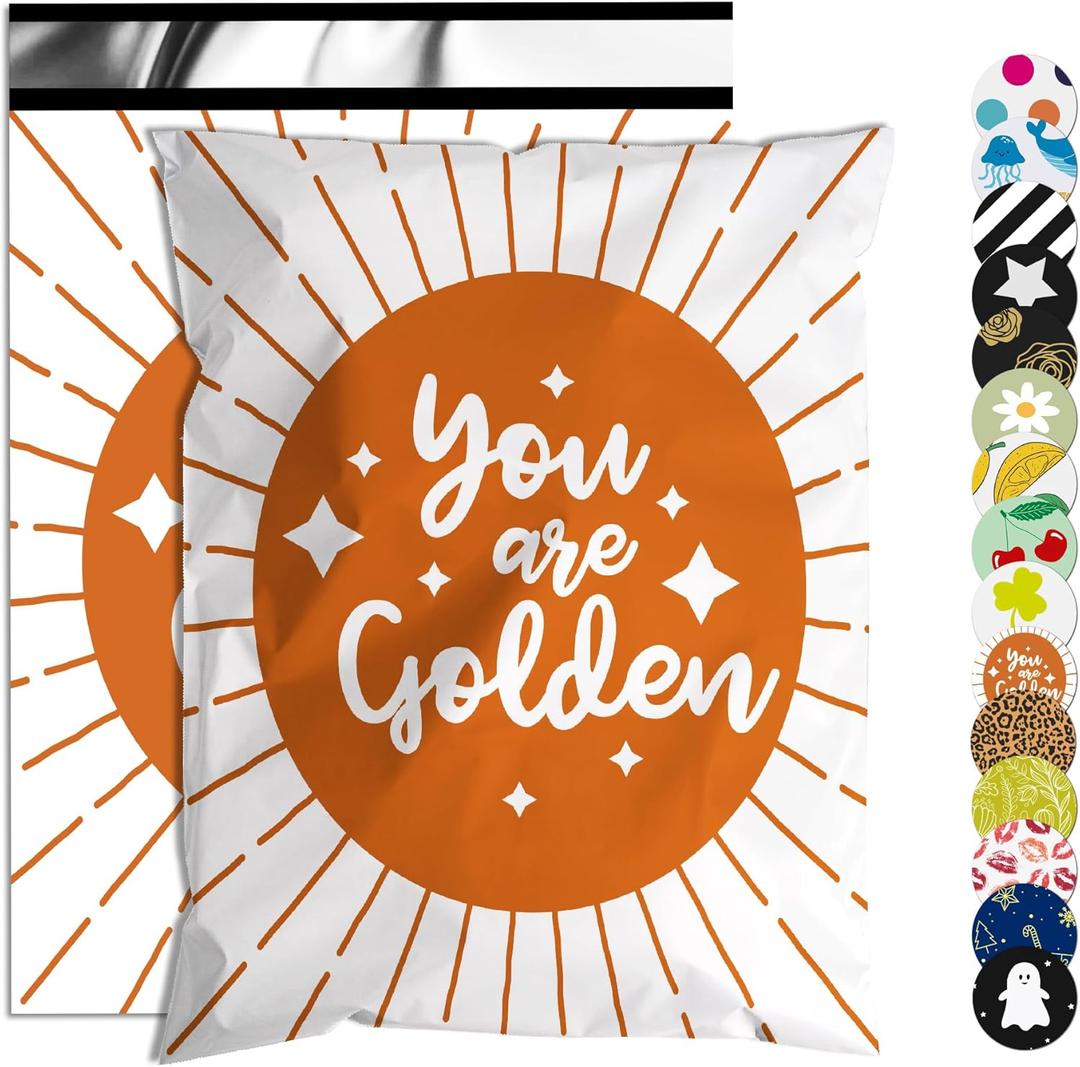 10x13 Poly Mailer Envelopes 100 Pack Shipping Bags with Self Adhesive, 'You are Golden' Mailing Envelopes, Waterproof and Tear-Proof Mailer Bags