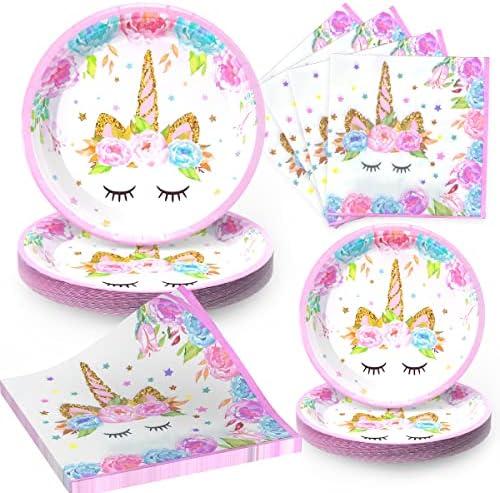 Unicorn Birthday Plates for Birthday Party, Unicorn Party Decorations for Girls Magical Party Supplies