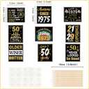 2 x Ercadio 36PCS Happy 50th Birthday Cupcake Toppers Glitter Fifty Vintage 1975 Cake Picks Cheers to 50 Fabulous Older Wiser Hotter Cake Decor for 50th Birthday Wedding Anniversary Party Supplies