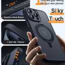 CANSHN 360 Spin Magnetic Stand for iPhone 15 Pro Case [Full Camera Protection] [Compatible with Magsafe] [Translucent Matte] Shockproof Protective Kickstand Phone Cover 6.1" - Black