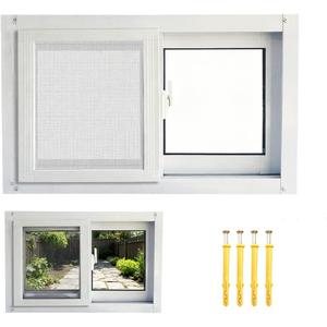 Basement Window,Home Windows Replacment Bathroom Window,Horizontal Sliding Windows,Ventanas para Casa Exterior,White Aluminum Frame Sliding Windows with Screen 15.75 x 23.62 in