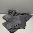 Utopia Towels 8-Piece Luxury Towel Set, 2 Bath Towels, 2 Hand Towels, and 4 Wash Cloths, 600 GSM Ring Spun Cotton Highly Absorbent Viscose Stripe Towels Ideal for Everyday use (Grey)