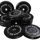 Fitvids Olympic Bumper Plates Set, 2" Weight Plates for Strength Training & Weightlifting, Paris or Set or Set with Barbell, Multiple Options (Black,  25LB)