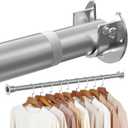Silver Closet Rod,18 to 28 Inches Adjustable Closet Rods for Hanging Clothes 1.3 Inch Diameter Heavy Duty Metal Closet Hanging Rod Closet Bar for Wardrobes,Closet, Bathroom, Windows