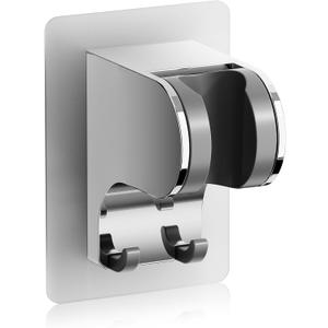 JONKEAN Shower Head Holder Without Drilling, 3m Handheld Shower Head Holder Adhesive, 50Adjustable Shower Wand Holder Wall Mount, Shower Head Bracket with Hook (Chrome, 1 Pack)