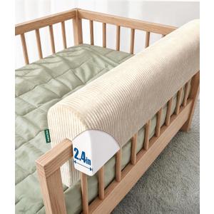 AEOCOO Bed Bumpers for Toddlers, Size 3 Ft, Toddler Bed Rail Bumper Protector for Loft Beds & Bunk Beds, Premium Soft Memory Foam Bed Guardrail, Anti-Bump | Fall Prevention, Beige