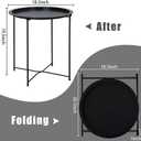 Garden 4 you End Table 2 PCS Metal Side Table Black Round Folding Tray Cyan Sofa Small Accent Fold-able Table, Round End Table Tray, Next to Sofa Table, Snack Table for Living Room and Bed Room, 
Product Dimensions	18.5"D x 18.5"W x 19.4"H
Item Weight	3 pounds